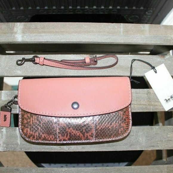 Coach  wristlet melon snakeskin leather hp - Picture 1 of 5
